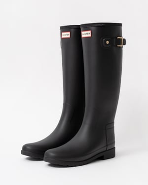 Refined Refined Gold Trim Tall Boot Boot Logo Detail in Black Tall Wellington Boots