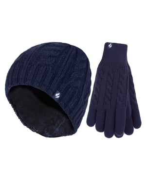 Ladies Fleece Lined Thermal Hat & Gloves Set for Winter