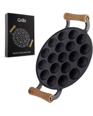 GrillX Poffertjespan met houten handvaten 19 poffertjes gemakkelijk te