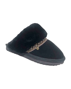 Warmbat Flurry suede tape black/black dames pantoffel (open hiel)