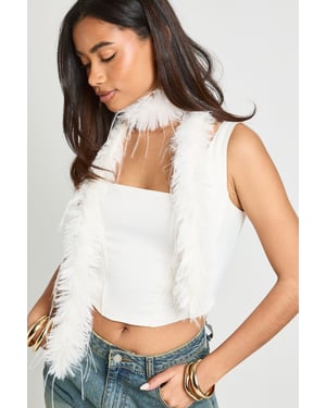 White Faux Feather Boa