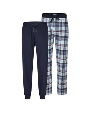 Phil & Co Heren lange pyjamabroeken 2-pack geruit/donker