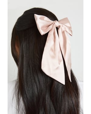 Champagne Satin Large Hair Bow Clip