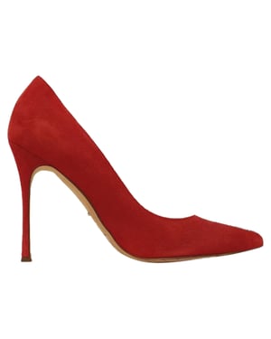 Sergio Rossi Pointed Toe Pumps in Red Suede