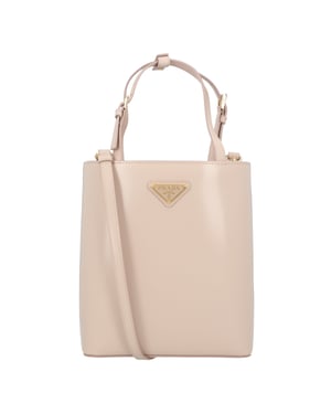 Prada Triangle Logo Läderväska Damväska i Beige