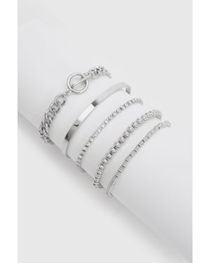 Silver Stacking Bracelets 5 Pack