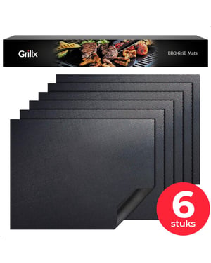 GrillX Barbecue mat 6 stuks herbruikbare bakmat 40 x 33 cm anti-kleef