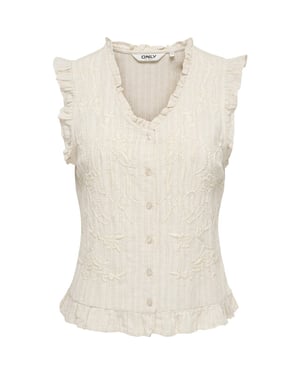 Only Onlellys s/l frill emb top wvn pumice stone