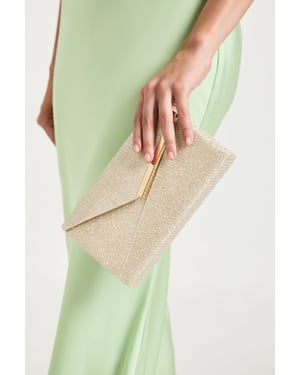 Gold Glitter Envelope Clutch Bag