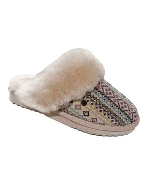 Warmbat Collie print woven blush dames pantoffel (open hiel)