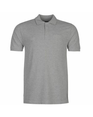 Mens Grey Polo Shirt Cotton Short Sleeve Tee