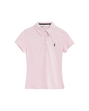 Roze polo met korte mouwen, slim fit en geborduurd Rigby Go-logo
