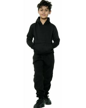 Kids Black Pullover Tracksuit Hoodie Joggers