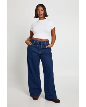 Plus Elasticated Back Tie Drawstring Straight Leg Jean