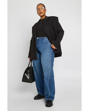 Plus Mid Waist Twisted Seam Barrel Leg Jean