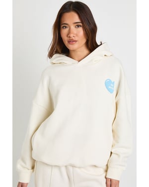 Love Heart Graphic Oversized Puff Print Hoodie