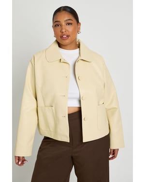 Plus Pu Elasticated Hem Jacket