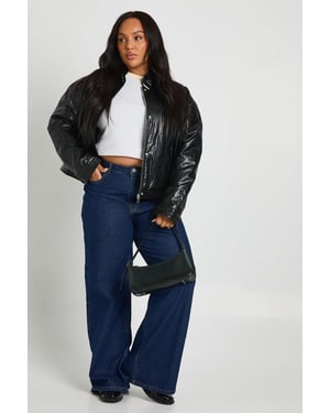 Plus Faux Leather Oversized Jacket