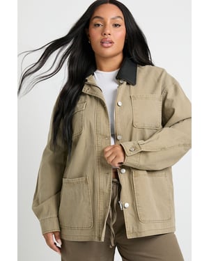 Plus Collared Oversized Jacket