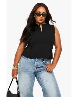 Plus Structured Peplum Hem Top