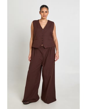 Plus Linen Look Waistcoat