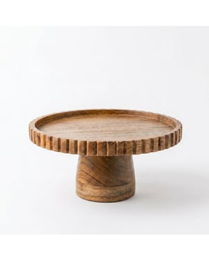 Casa di Elturo Taartplateau madera – mango hout – Ø25 x 12 cm – houten taartstandaard –