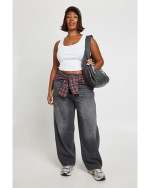 Plus Mid Waist Barrel Fit Jean