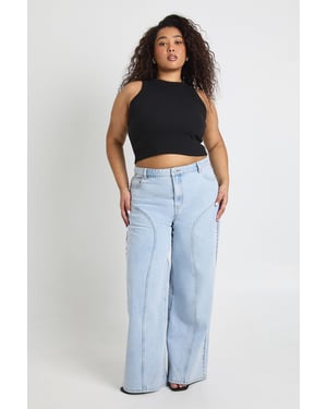 Plus High Waist Studded Western Straight Leg Jean