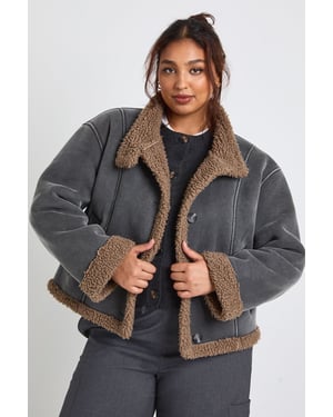 Plus Teddy Trim Detail Jacket
