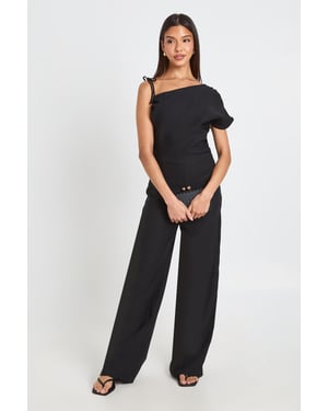 Asymmetric Ruched Wide Leg Jumpsuit