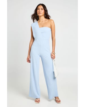 One Shoulder Drape Detail Straight Leg Jumpsuit