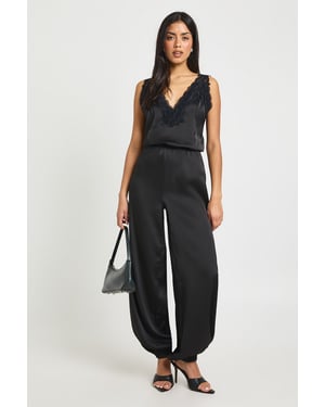Satin Lace Trim Hareem Trouser Jumpsuit