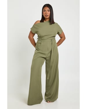 Plus Asymmetric Belted Jumpsuit