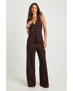 Gold Button Wrap Front Jumpsuit