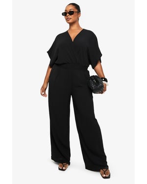 Plus Blouson Sleeve Wide Leg Jumpsuit
