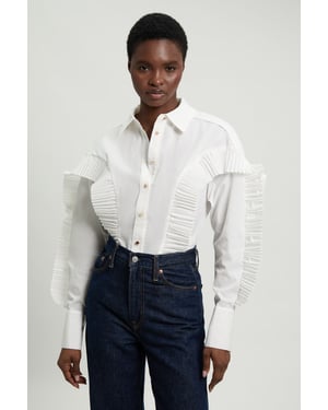 Cotton Poplin Pleat Detail Woven Shirt