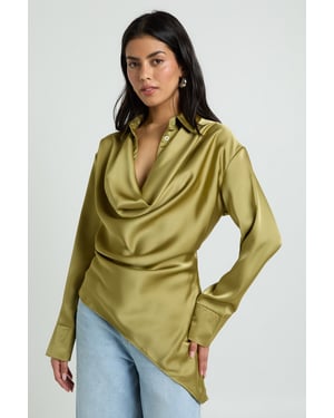 Satin Cowl Neck Shirt