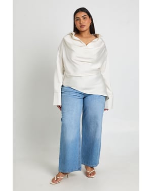 Plus Satin Cowl Neck Shirt
