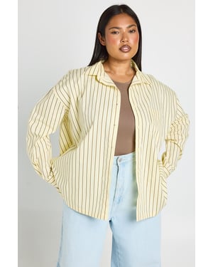 Plus Stripe Cotton Oversized Shirt