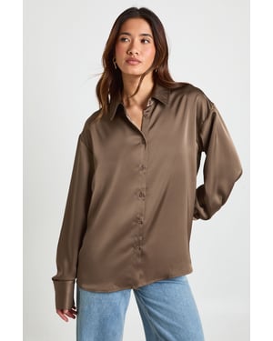 Satin Button Down Shirt