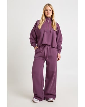 Petite Washed Half Zip Funnel Neck Tracksuit