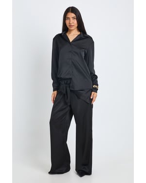 Tall Satin Shirt Trouser Co-Ord With Tie Waist