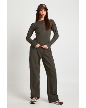Tall Cotton Button Through Crew Neck Top & Trouser Co Ord