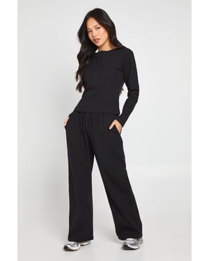 Petite Cotton Button Through Crew Neck Top & Trouser Co Ord