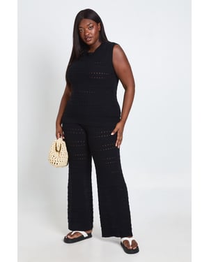 Plus Crochet Knit Longline Top and Trouser Co-Ord