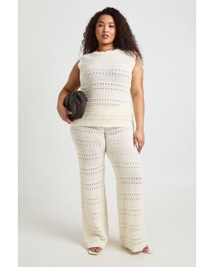 Plus Crochet Knit Longline Top and Trouser Co-Ord