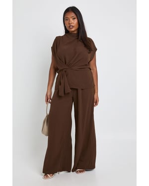 Plus Woven Drape Blouse & Trouser Co-Ord