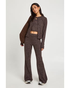 3 Pcs Rib Button Through Vest And Trouser Set
