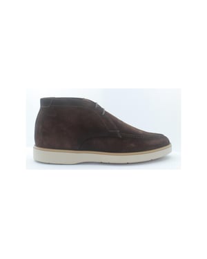 Giorgio 56414 donkerbruin suède veterschoen met lichte rubber zool