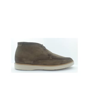 Giorgio 56414 taupe kleurige suède veterschoen met lichte rubber zool